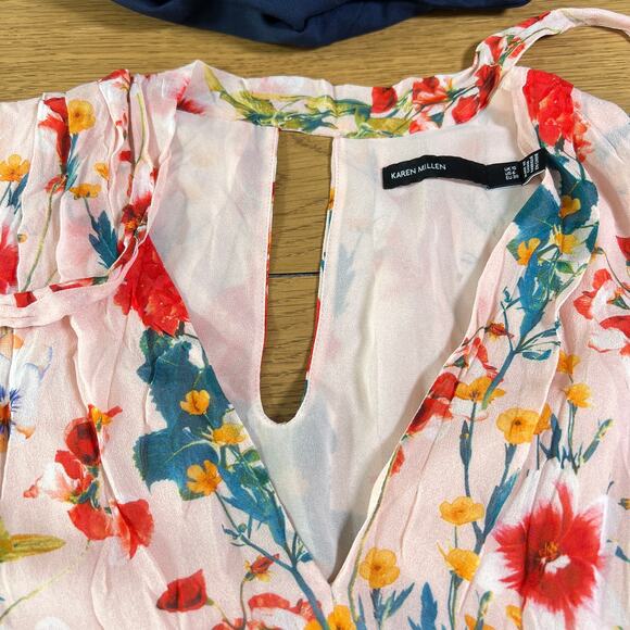 Karen Millen Romantic Floral Pleated Chiffon Midi Dress Sz 6 Statement Old Money - Picture 4 of 7